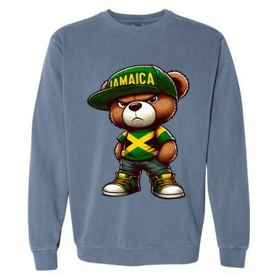 Teddy Bear Jamaica Flag Jamaican Clothing & Women Garment-Dyed Sweatshirt