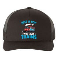 Train Birthday Just a who loves Trains Yupoong Adult 5-Panel Trucker Hat