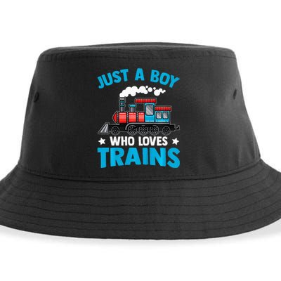 Train Birthday Just a who loves Trains Sustainable Bucket Hat