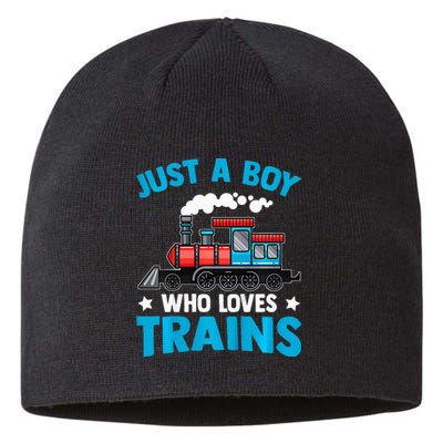 Train Birthday Just a who loves Trains Sustainable Beanie