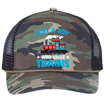 Train Birthday Just a who loves Trains Retro Rope Trucker Hat Cap