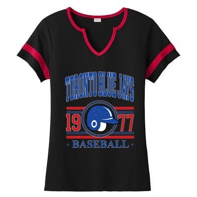 Toronto Blue Jay Baseball Lover Team Support Ladies Halftime Notch Neck Tee