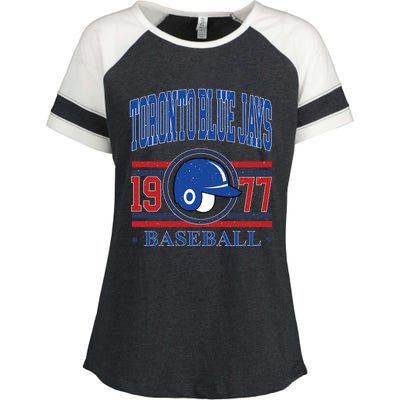 Toronto Blue Jay Baseball Lover Team Support Enza Ladies Jersey Colorblock Tee