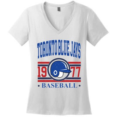 Toronto Blue Jay Baseball Lover Team Support Women's V-Neck T-Shirt