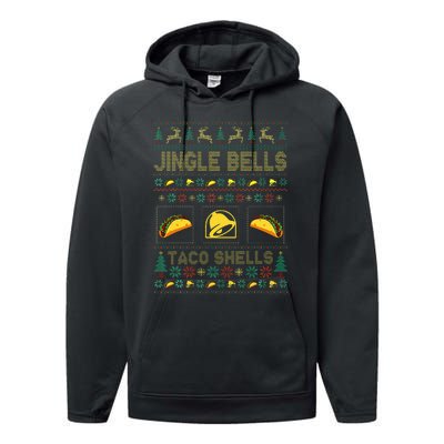 Taco Bell Jingle Bells Taco Shells Ugly Holiday Christmas Sweater Performance Fleece Hoodie