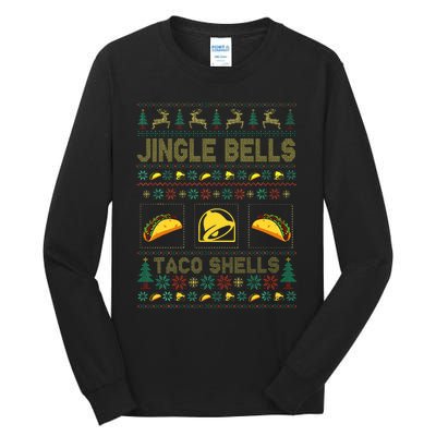 Taco Bell Jingle Bells Taco Shells Ugly Holiday Christmas Sweater Tall Long Sleeve T-Shirt