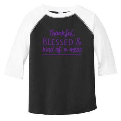 Thankful Blessed & Kind Of A Mess Toddler Fine Jersey T-Shirt
