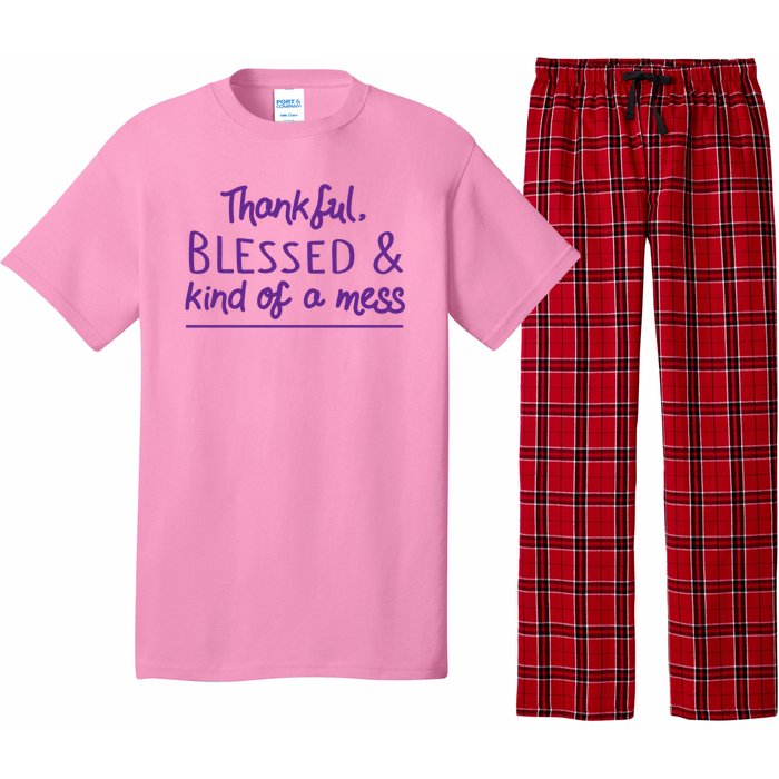 Thankful Blessed & Kind Of A Mess Pajama Set