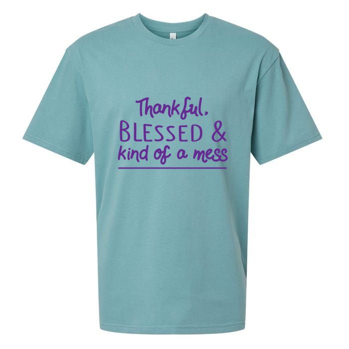 Thankful Blessed & Kind Of A Mess Sueded Cloud Jersey T-Shirt