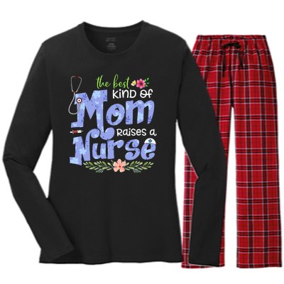 The Best Kind Of Mom Raises A Nurse Flower Mother's Day Women's Long Sleeve Flannel Pajama Set 