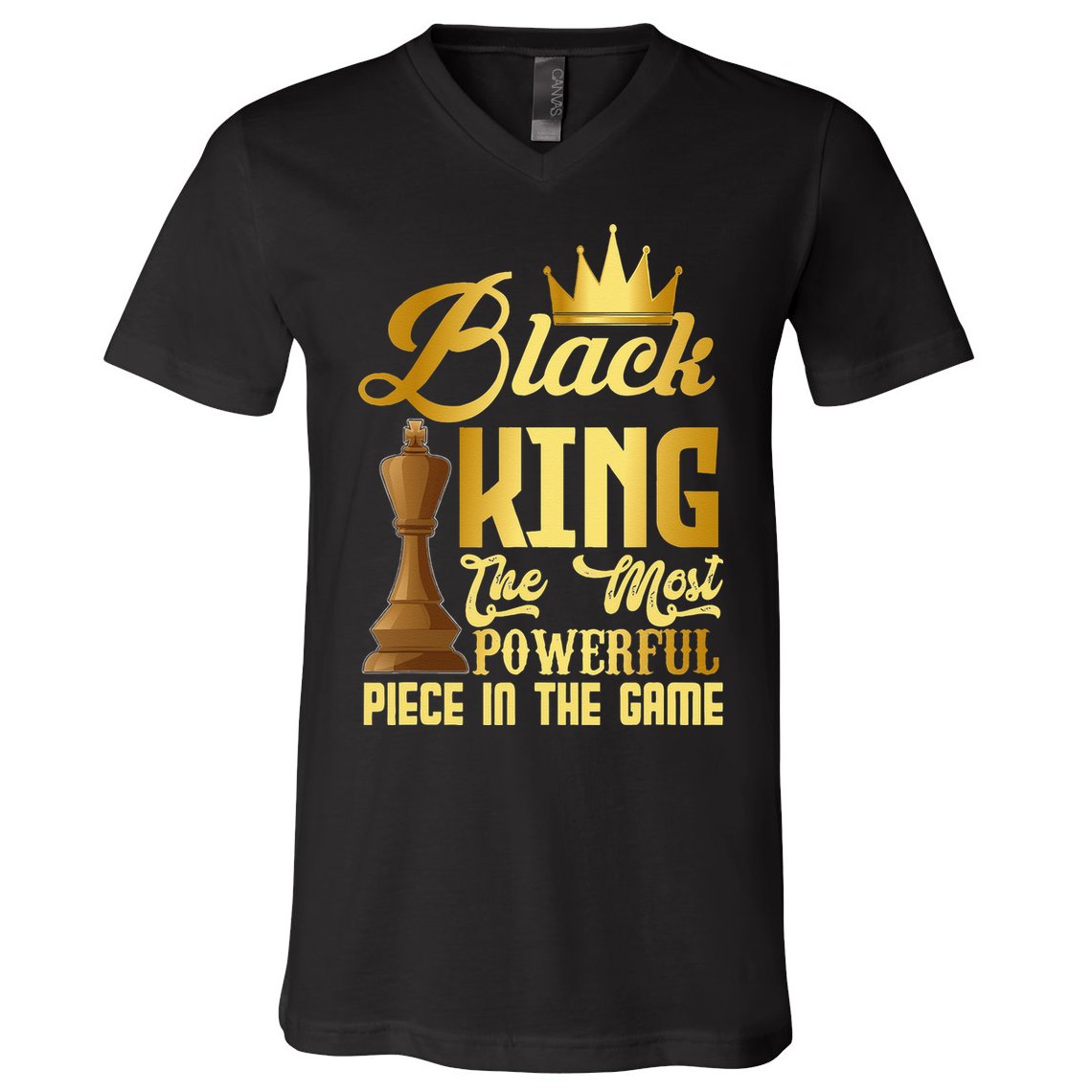 The Black King Is The Strongest Figure In The Game Chess V-Neck T-Shirt