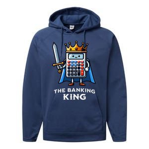 The Banking King Funny Illustration Calculator Performance Fleece Hoodie