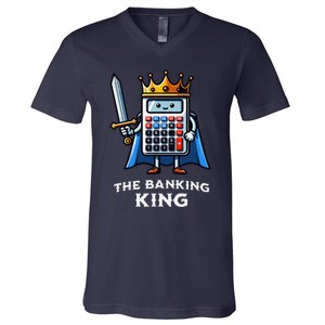 The Banking King Funny Illustration Calculator V-Neck T-Shirt