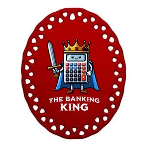 The Banking King Funny Illustration Calculator Ceramic Oval Ornament