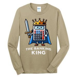 The Banking King Funny Illustration Calculator Tall Long Sleeve T-Shirt