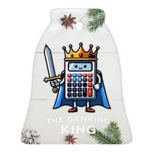 The Banking King Funny Illustration Calculator Ceramic Bell Ornament