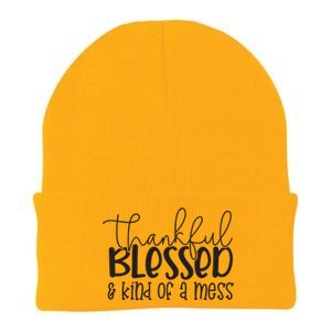 Thankful Blessed Kind Of A Mess Knit Cap Winter Beanie