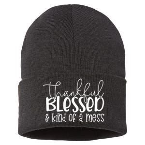 Thankful Blessed Kind Of A Mess Sustainable Knit Beanie