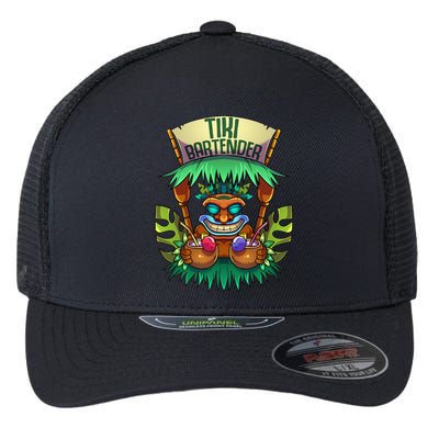 Tiki Bartender Kahuna Tropical Drinks Cocktails Luao Party Flexfit Unipanel Trucker Cap