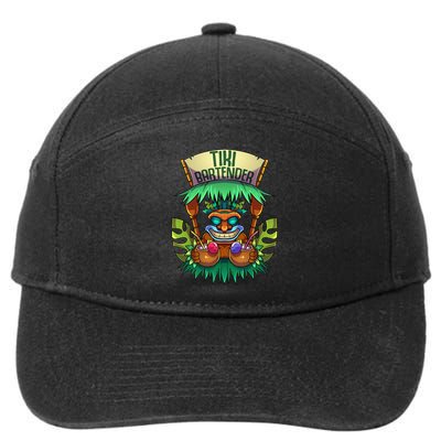 Tiki Bartender Kahuna Tropical Drinks Cocktails Luao Party 7-Panel Snapback Hat