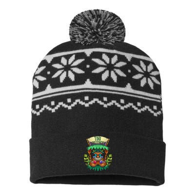 Tiki Bartender Kahuna Tropical Drinks Cocktails Luao Party USA-Made Snowflake Beanie