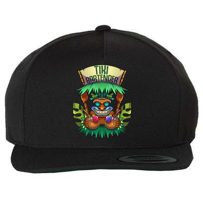 Tiki Bartender Kahuna Tropical Drinks Cocktails Luao Party Wool Snapback Cap