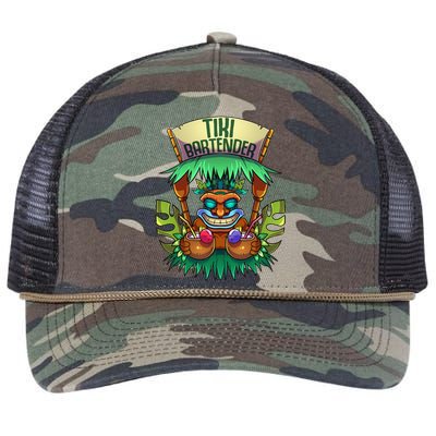 Tiki Bartender Kahuna Tropical Drinks Cocktails Luao Party Retro Rope Trucker Hat Cap