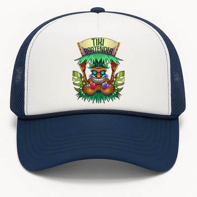 Tiki Bartender Kahuna Tropical Drinks Cocktails Luao Party Trucker Hat