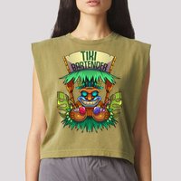 Tiki Bartender Kahuna Tropical Drinks Cocktails Luao Party Garment-Dyed Women's Muscle Tee