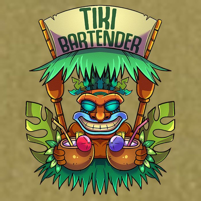 Tiki Bartender Kahuna Tropical Drinks Cocktails Luao Party Garment-Dyed Women's Muscle Tee
