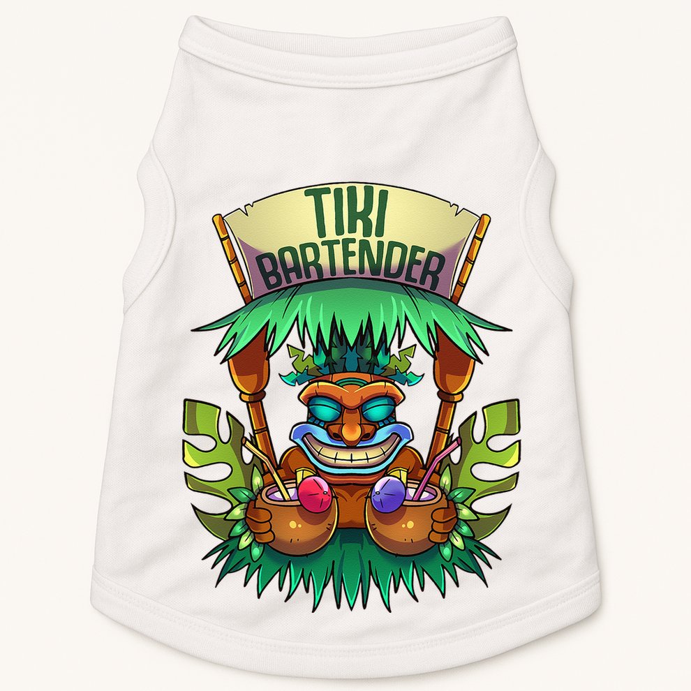 Tiki Bartender Kahuna Tropical Drinks Cocktails Luao Party Doggie Tank