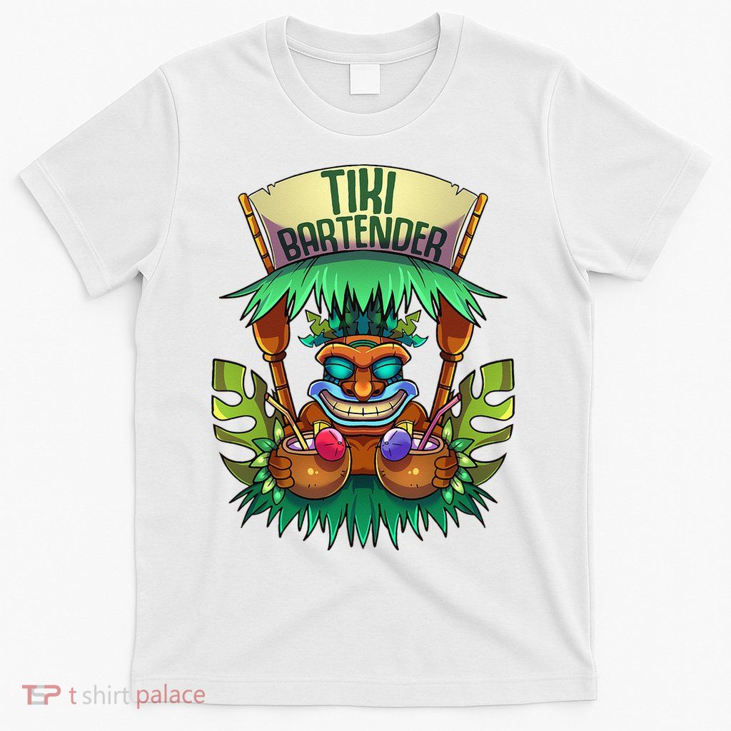 Tiki Bartender Kahuna Tropical Drinks Cocktails Luao Party T-Shirt