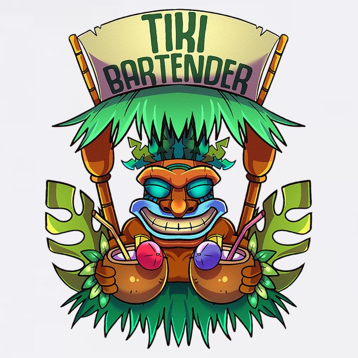 Tiki Bartender Kahuna Tropical Drinks Cocktails Luao Party Button