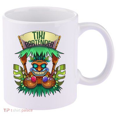Tiki Bartender Kahuna Tropical Drinks Cocktails Luao Party 11oz C Handle Ceramic Mug