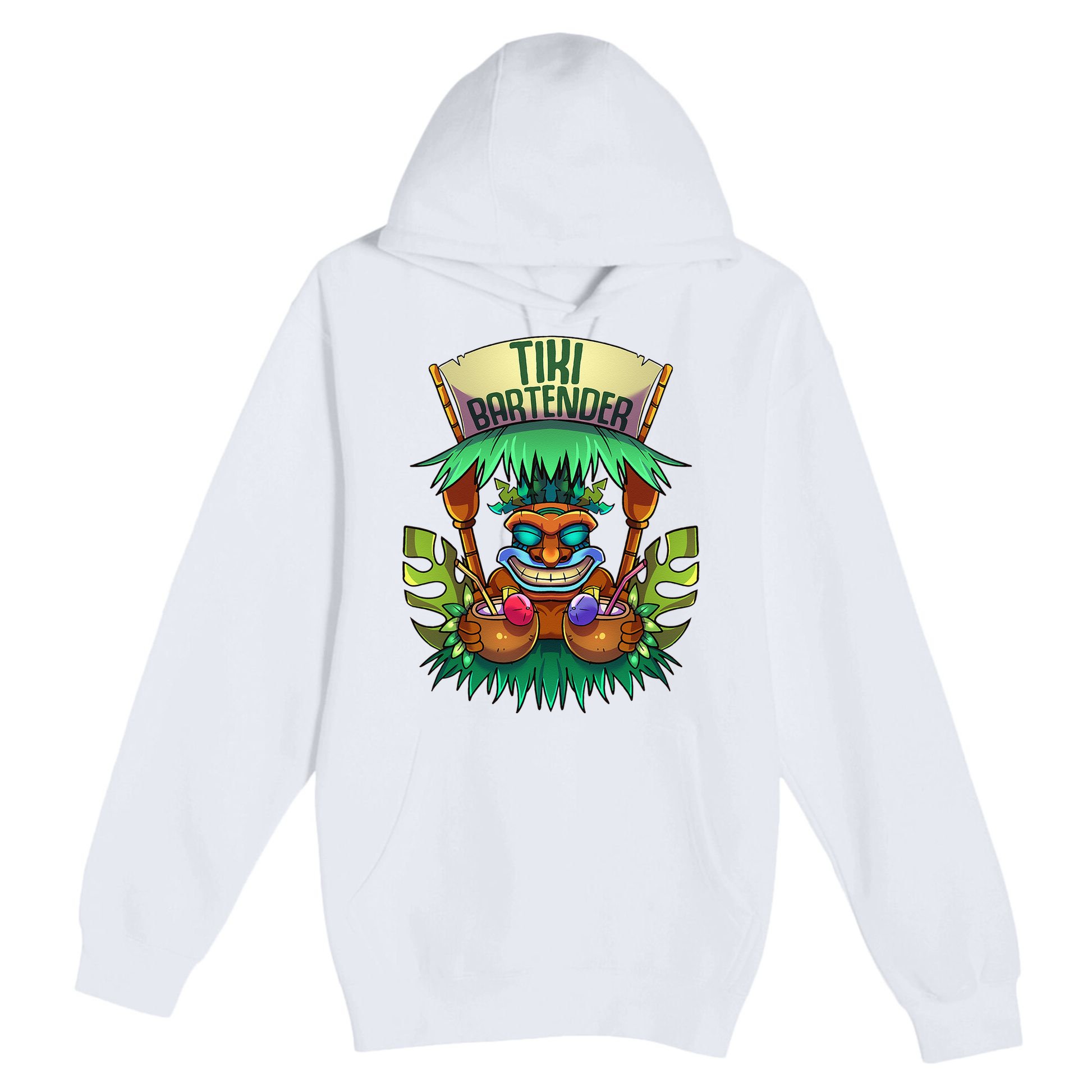 Tiki Bartender Kahuna Tropical Drinks Cocktails Luao Party Premium Pullover Hoodie