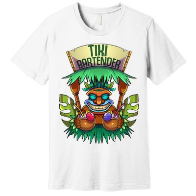 Tiki Bartender Kahuna Tropical Drinks Cocktails Luao Party Premium T-Shirt