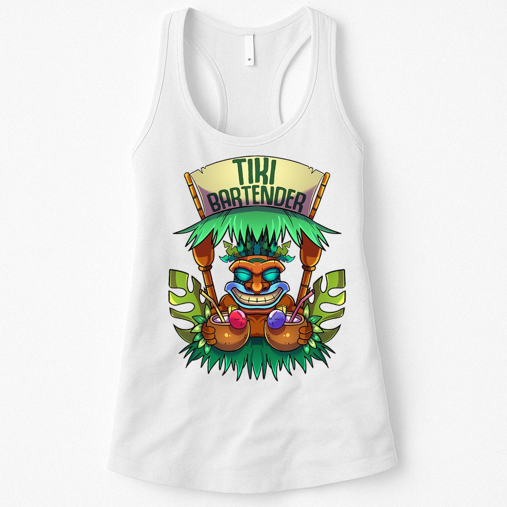 Tiki Bartender Kahuna Tropical Drinks Cocktails Luao Party Womens Tank Top