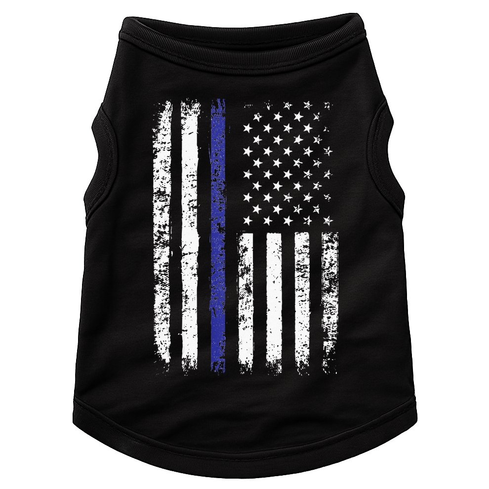 Thin Blue Line American Flag Police Officer Back Dad Gift Doggie Tank