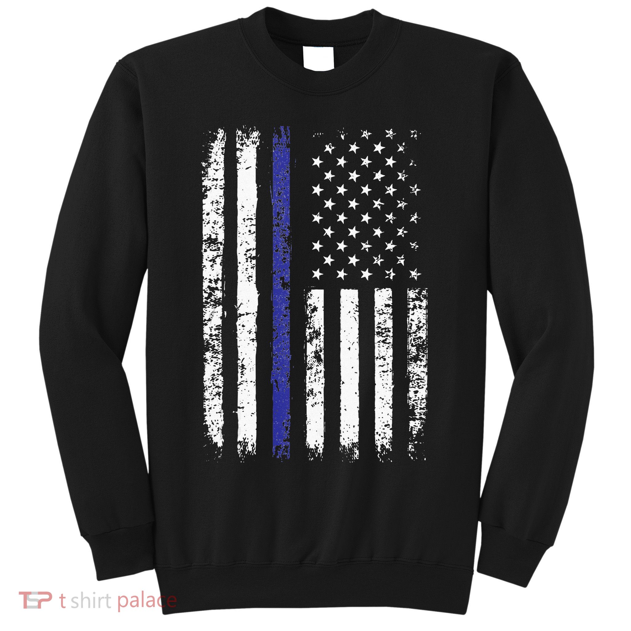 Thin Blue Line American Flag Police Officer Back Dad Gift Sweatshirt