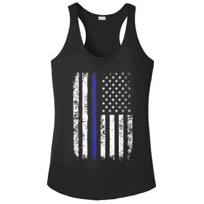 Thin Blue Line American Flag Police Officer Back Dad Gift Ladies PosiCharge Competitor Racerback Tank