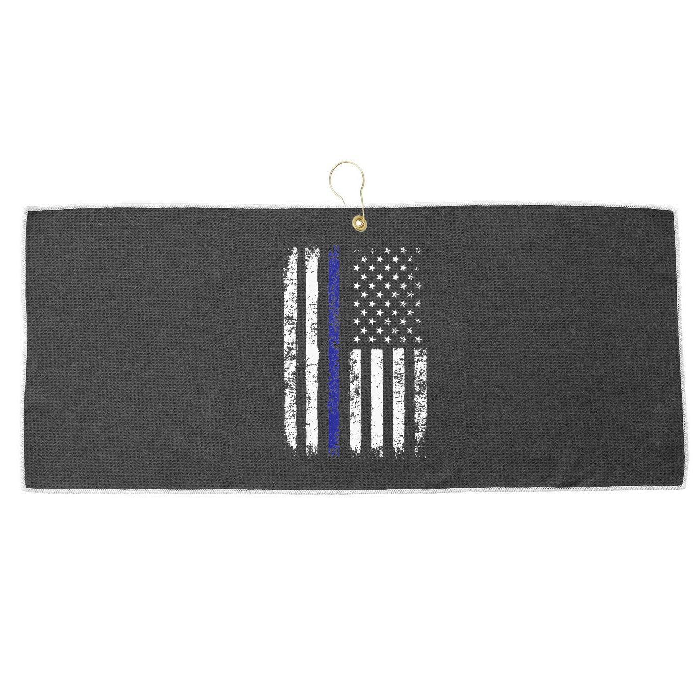 Thin Blue Line American Flag Police Officer Back Dad Gift Large Microfiber Waffle Golf Towel