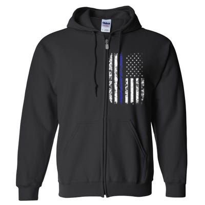 Thin Blue Line American Flag Police Officer Back Dad Gift Full Zip Hoodie