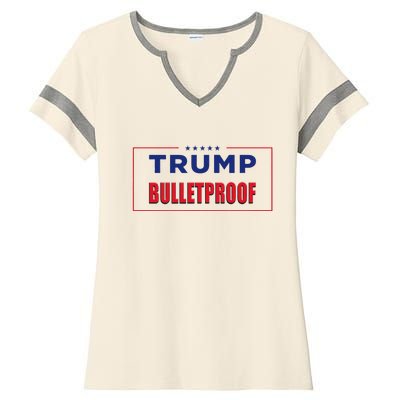 Trump Bulletproof Love And Support America Ladies Halftime Notch Neck Tee