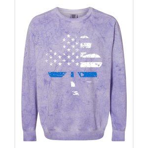 Thin Blue Line Usa Flag Shamrock Police St Patricks Day Gift Colorblast Crewneck Sweatshirt