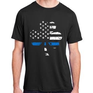 Thin Blue Line Usa Flag Shamrock Police St Patricks Day Gift Adult ChromaSoft Performance T-Shirt