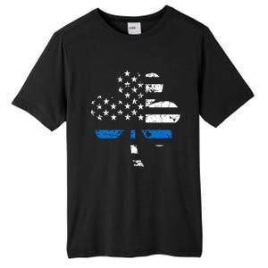 Thin Blue Line Usa Flag Shamrock Police St Patricks Day Gift Tall Fusion ChromaSoft Performance T-Shirt