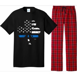 Thin Blue Line Usa Flag Shamrock Police St Patricks Day Gift Pajama Set