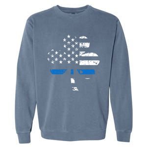 Thin Blue Line Usa Flag Shamrock Police St Patricks Day Gift Garment-Dyed Sweatshirt