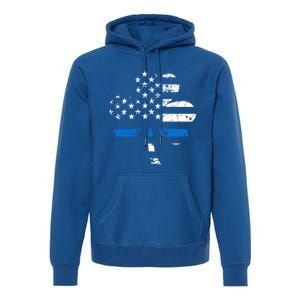 Thin Blue Line Usa Flag Shamrock Police St Patricks Day Gift Premium Hoodie