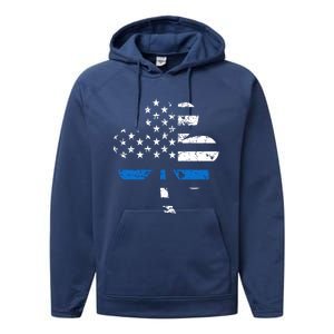 Thin Blue Line Usa Flag Shamrock Police St Patricks Day Gift Performance Fleece Hoodie